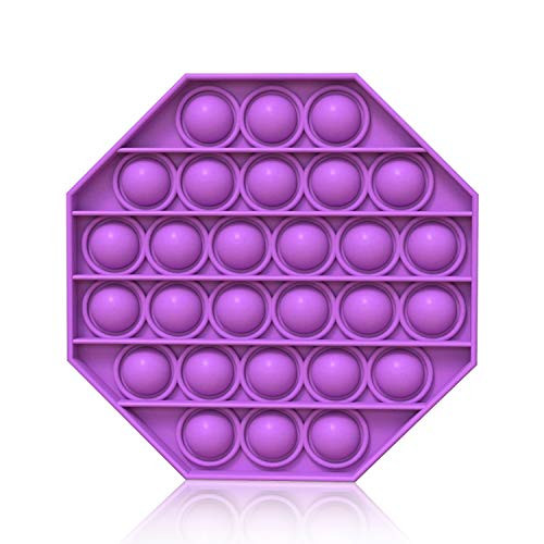 Push Pop Bubble Fidget Sensory Toy, Stress Reliever Autism Fidget Toy Push Pop Bubble, Fidget Push Pop Bubble - Silicone Squeeze Sensory Fidget Toys for Kids Adults(Octagon) (Purple)