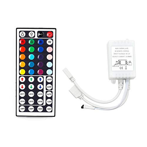 VIPMOON 44 Keys Wireless IR Remote Controller with Receiver for RGB 3528 5050 LED Light Strip - Dual Outputs