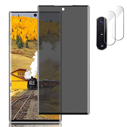 1plus2  Galaxy Note 10 Plus Screen Protector plus Camera Lens Film  9H Hardness   3D Full Coverage   Bubble-Free  Privacy Tempered Glass Protection Film, for Samsung Galaxy Note 10 Plus/Note 10plus (6.8)