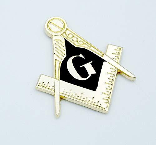 Mason Square and Compass Gold/Black Color Emblem Metal car Decal MAS29-SM
