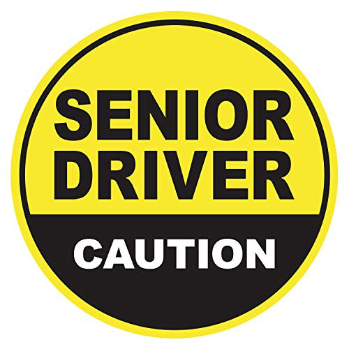 GEEKBEAR Elderly Driver Magnet (Yellow/Black)  Senior Driver Car Magnet  Caution Senior Driver  Elderly Driver Sign Sticker Decal  Senior Driver Window Bumper Safety Sign