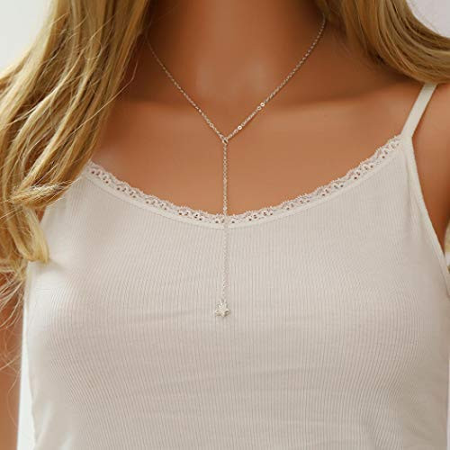 Fstrend Y-Shape Necklace Silver Chain Gypsy Star Pendant Necklaces Jewelry for Women and Girls Fstrend Y-Shape Necklace Silver Chain Gypsy Star Pendant Necklaces Jewelry for Women and Girls