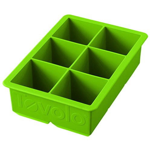 Tovolo King Cube Ice Mold Tray, Long Lasting Sturdy Silicone, Fade-Resistant, 2 Inch Cubes, Spring Green