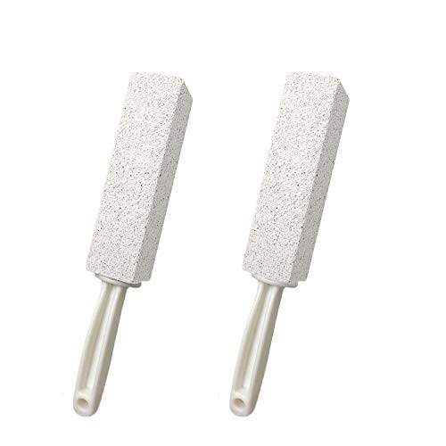 ddLUCK 2 Pack Pumice Cleaning Stone with Handle, Toilet Bowl Cleaner Stains and Hard Water Ring Remover Rust Grill Griddle Cleaner for Kitchen/Bath/Pool/Household Cleaning (White)