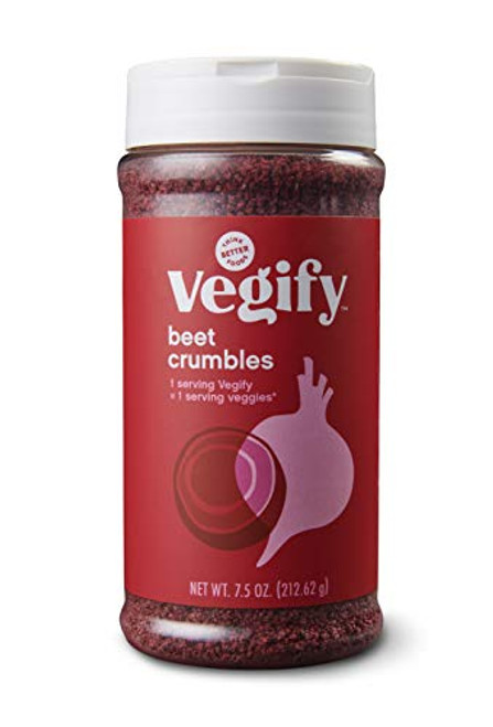 VEGIFY Red Beet Veggie Crumbles   Add a serving of veggies to salads, meats, pasta   Replace croutons, bacon bits, and bread crumbs   Vegan, gluten free, high fiber   7.5 oz Bottle