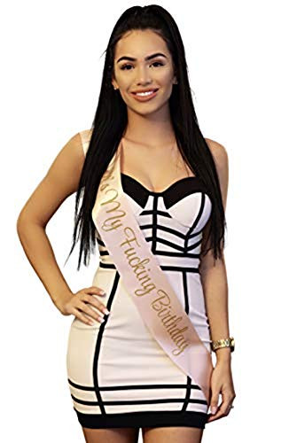 It's My FING Birthday Beige Sash, Funny Birthday Party Supplies and Decorations