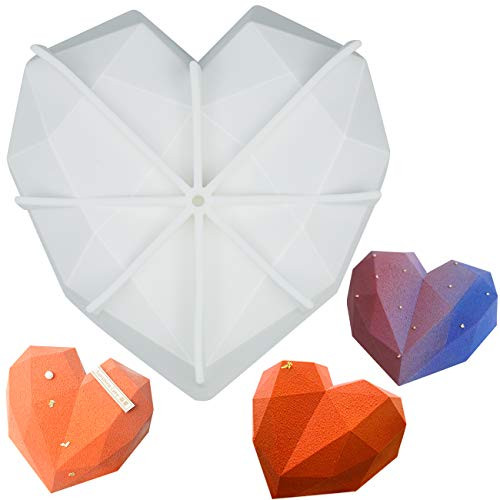 Diamond Heart Love Shape Silicone Cake Mold, Breakable Heart Mold Mold for Chocolate, 3D Heart Silicone for Cake, Mousse, Dessert Baking Pan
