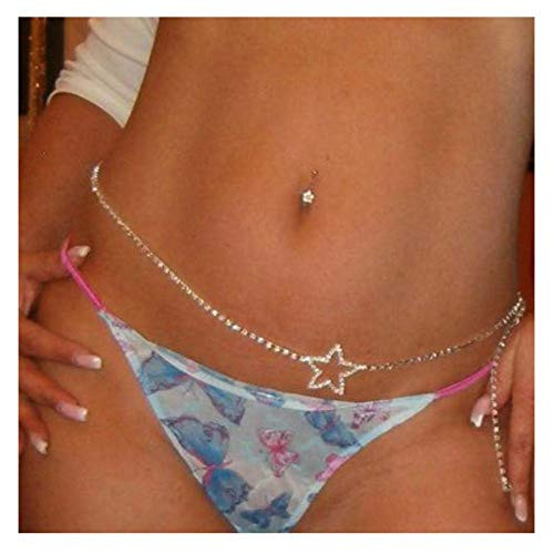 Rhinestone Body Chains Belt Crystal Waist Chains Star Pendant Summer Beach Waist Body Jewelry Festival Belt Belly Jewelry for Women and Girls(Gold) Rhinestone Body Chains Belt Crystal Waist Chains Star Pendant Summer Beach Waist Body Jewelry Festival Belt Belly Jewelry for Women and Girls(Gold)