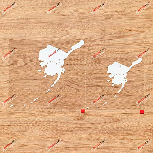 Alaska State AK Map Outline Vinyl Decal Sticker - 2 Pack White, 6 Inches, 8 Inches - Die Cut No Background Stars Big Dipper Plough