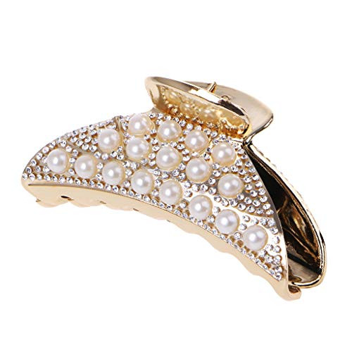 BQBQERT Popular Faux Pearl Rhinestone Lady Hair Claw Clips Women Elegant Large Grab Clip