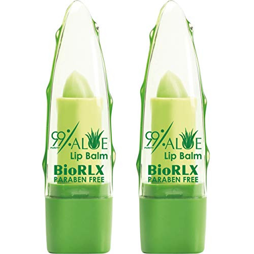 BioRLXpercent99 Aloe Vera Lip Balm with Color, Moisturizing Lip Plumper Temperature Color Change Lipstick Long Lasting Nutritious Aloe Vera (Two Lip Balms, Tinted)