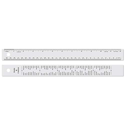 Alumicolor States  and  Capitals Straight Edge Ruler, 12IN, Silver