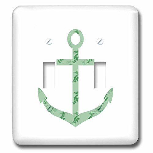 3dRose lsp_130539_2 Mint Sea Horses nautical beach theme ocean art Double Toggle Switch