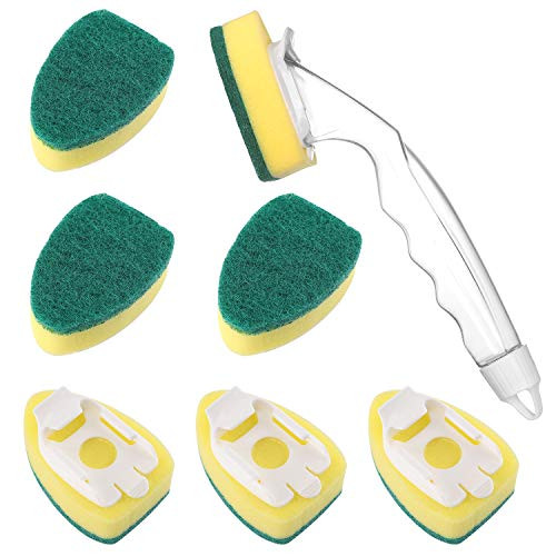 Heavy Duty Dish Wand Sponge Brush,Replacement Sponge Heads 1 Dish Wand and 7 Refills,Non-Scratch Kitchen Scrub Brush for Dish,Sink Cleaning Sponges Handle(Green) Heavy Duty Dish Wand Sponge Brush,Replacement Sponge Heads 1 Dish Wand and 7 Refills,Non-Scratch Kitchen Scrub Brush for Dish,Sink Cleaning Sponges Handle(Green)