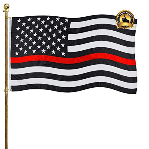 N and B Thin Red Line Flag 3x5 Outdoor Firefighter American Flag - Vivid Colors Double Stitched Red Lives Matter Flag Banner Thickened Canvas Strip with 2 Brass Grommets