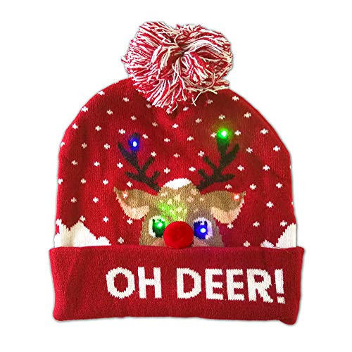 qcncd Christmas Hat, Santa Hat, LED Light Up Hat Beanie Knit Cap, Colorful LED Xmas Christmas Beanie Deer Cap Red qcncd Christmas Hat, Santa Hat, LED Light Up Hat Beanie Knit Cap, Colorful LED Xmas Christmas Beanie Deer Cap Red