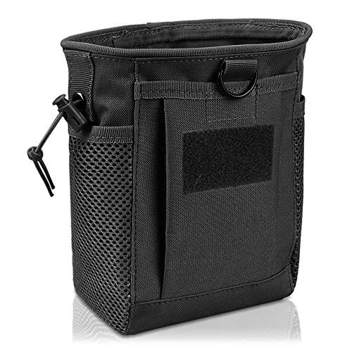 AMYIPO Tactical Hip Holster Bag Outdoor Pouch Molle Drawstring Magazine Dump Pouch, Military Adjustable Belt Utility Pouch (Black)