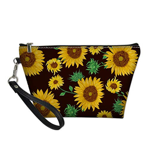 Amzbeauty Sunflower Makeup Bag PU Leather Purse Toiletry Pouch Travel Cosmetic Bags with Zipper, Gift for Women Amzbeauty Sunflower Makeup Bag PU Leather Purse Toiletry Pouch Travel Cosmetic Bags with Zipper, Gift for Women