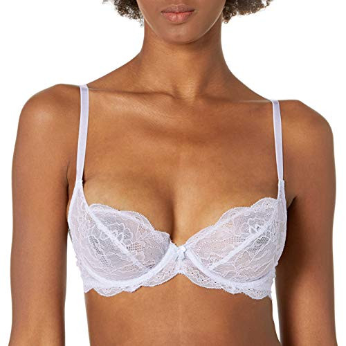 Undies.com Women's Microfiber Lace Unlined Underwire Balconette Bra, Lavender Bliss, 34B