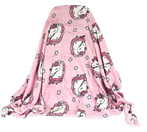 Unicorn and Star Icon Throw Blanket Pink 50 x 60 inch Pink