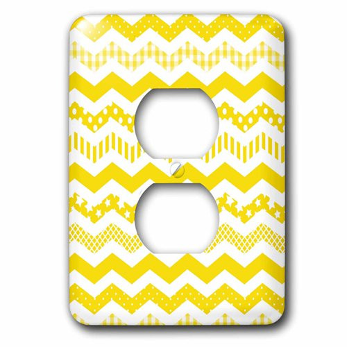3dRose lsp_183975_6 Yellow Chevron Zigzag Pattern with A Twist - Cute Patterned Zig Zags 2 Plug Outlet Cover