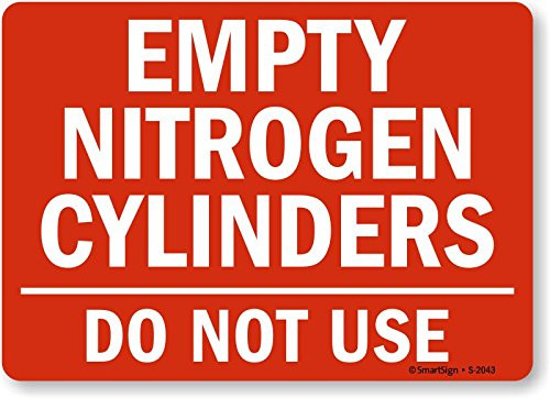 SmartSign Empty Nitrogen Cylinders, Do Not Use Sign   7 inch x 10 inch Plastic