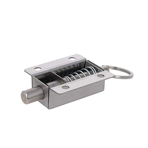 MroMax Door Barrel Bolt, Stainless Steel Security Push Button Spring Loaded Latch 1Pcs