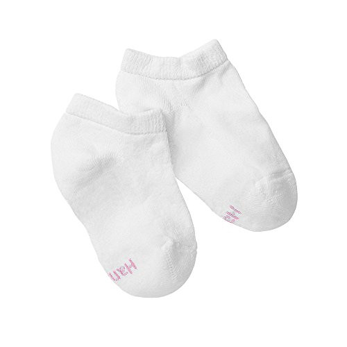 Hanes 634 Girls No Show Socks (Pack of 6) - White - L