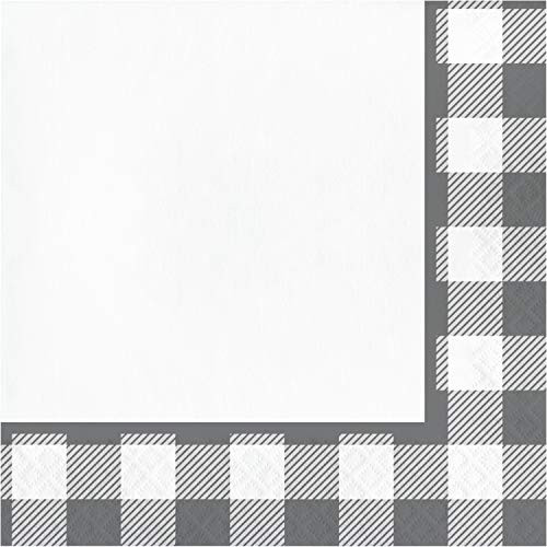 Creative Converting Gray and White Buffalo Check Napkins, 16 ct, inch6.5 inch inch inch
