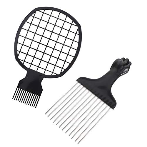Lurrose 2Pcs Afro Comb Set Afro Twist Hair Comb Metal Pick Comb Afro Braid Pick for Men Women Barber Use