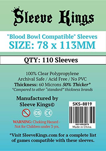 Sleeve Kings Blood Bowl Compatible Sleeves (78x113mm) -110 Pack, 60 Microns