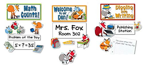 Carson Dellosa Bulletin Board Set, Playful Foxes Curriculum Signs (110276) (Renewed)