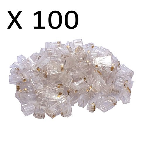 Cybertech Cat6, Cat5e RJ-45 8P8C Ethernet Modular Crimp Connectors Plugs Pack of 100