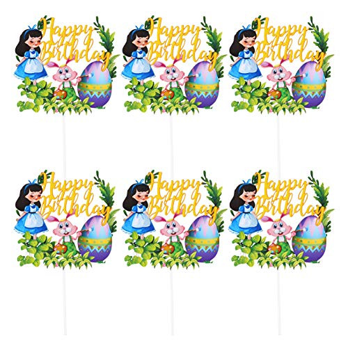 VALICLUD 6Pcs Happy Easter Cake Topper Bunny Egg Cupcake Topper Dessert Fruit Picks Cake Centerpiece Ornaments for Easter Holiday Party Decorations