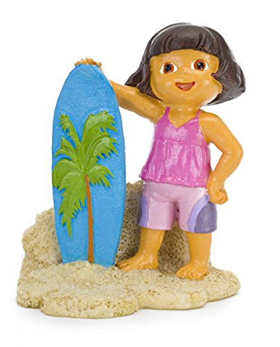 Pen Plax DRR23 Dora Explorer with Surfboard Aquarium Ornament, 3 inch