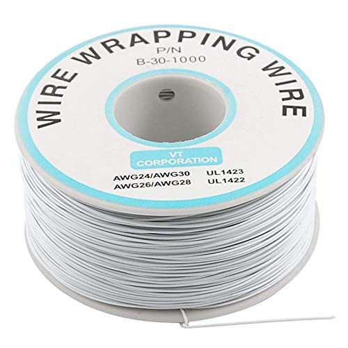 PCB Solder PVC Coated Tin Plated Copper Wire Wire-Wrapping 30AWG 105 Celsius Cable Roll White