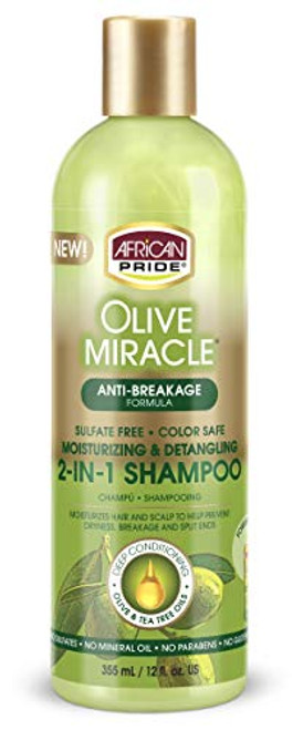 African Pride Olive Miracle Anti-Breakage 2 in 1 Shampoo and Conditioner 355 ml/12 fl.oz by AFRICAN PRIDE African Pride Olive Miracle Anti-Breakage 2 in 1 Shampoo and Conditioner 355 ml/12 fl.oz by AFRICAN PRIDE