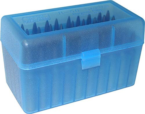 MTM 50 Round Flip-Top Rifle Ammo Box Large Mag (Clear Blue)