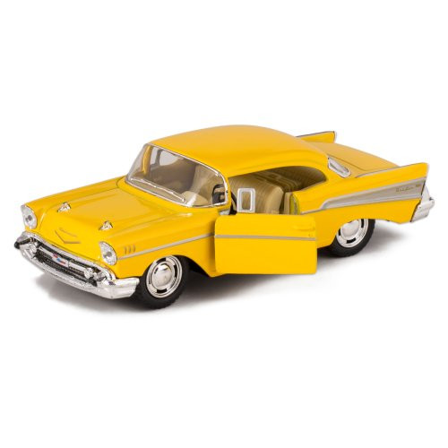 Kinsmart Yellow 1957 Chevy Bel Air Die Cast Toy with Pull Back Action