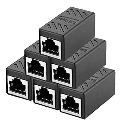 Pack of 6 RJ45 Ethernet Cable Connector, Coupling Network Connector Ethernet Coupler Compatible with Cat7, Cat6, Cat5, Cat5e for Network Cables, Ethernet Cables, Patch Cables