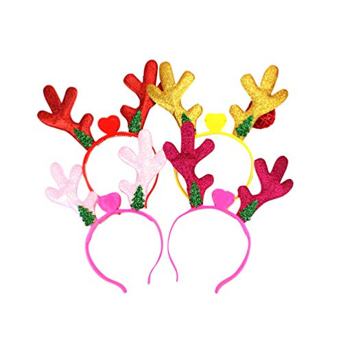 FENICAL LED Antlers Headband Christmas Light Up Flashing Headband Luminous Headdress Glowing Hairband for Party 4PCS