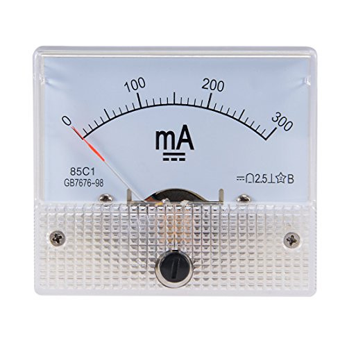 uxcell Analog Current Panel Meter DC 0-300mA 85C1 Ammeter 64x57x56mm for Circuit Testing Charging Battery Ampere Tester Gauge Pack of 1
