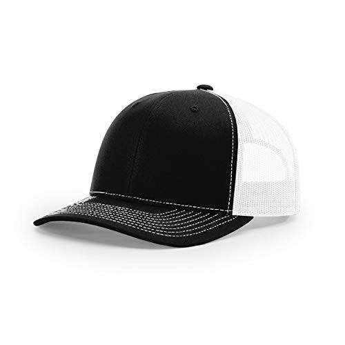 Richardson Unisex 112 Trucker Adjustable Snapback Baseball Cap, Split Black/White, One Size Fits Most