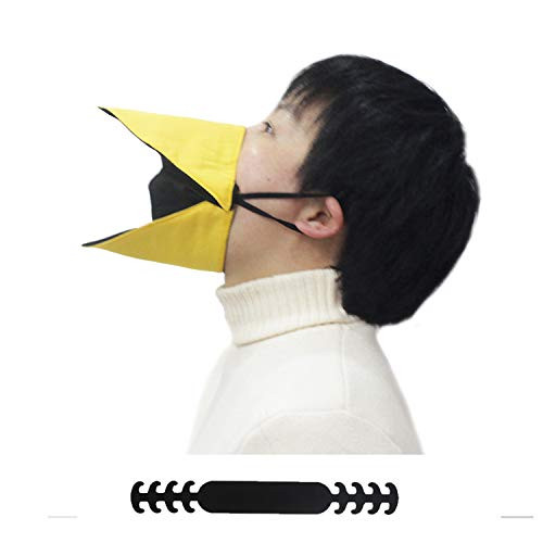 YULAO DA Personality Animal Face Cover, Talking Duck Face Cover,Open and Close When You Move Your Jaw ,Can Be Used On Ears or With Extension Straps Holder. (YELLOW, M(For adult))
