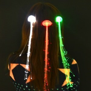 Flashing Panda LED Light-Up Flashing Fiber Optic LED Hair Barrette, Multi-Color Rainbow
