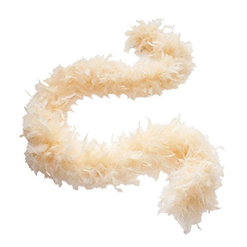 Cynthia's Feathers 80g 72 inch Turkey Chandelle Feather Boas Over 30 Color  and  Patterns (Champagne)