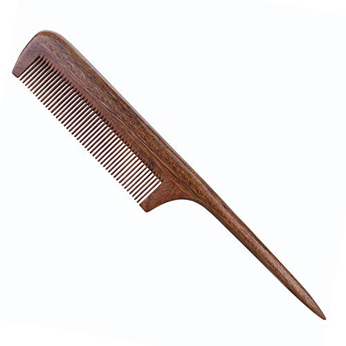 Rat Tail Comb No Static Natural Wooden Sandalwood Comb Handmade Detangling Fine Tooth Hair Comb with Teasing Tail Handle for Back Combing, Root Teasing, Adding Volume, Evening Styling for Thin, Fine and Normal Hair Types Volumizing Hair Comb For Wome Rat Tail Comb No Static Natural Wooden Sandalwood Comb Handmade Detangling Fine Tooth Hair Comb with Teasing Tail Handle for Back Combing, Root Teasing, Adding Volume, Evening Styling for Thin, Fine and Normal Hair Types Volumizing Hair Comb For Wome