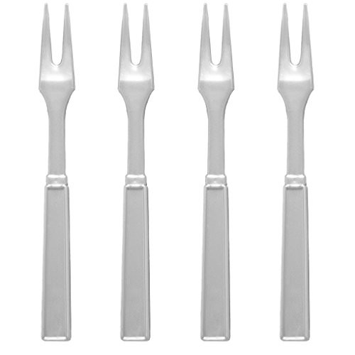 Silver Appetizer Mini Forks, 30 Plastic Two-Prong Cocktail Picks, 3.25 inch Soodhalter Par-T-Fork