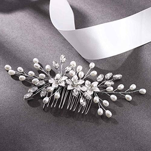 Earent Bride Wedding Hair Comb Flower Pearl Hair Piece Crystal Hair Accessories Bridal Headpiece for Women and Girls Earent Bride Wedding Hair Comb Flower Pearl Hair Piece Crystal Hair Accessories Bridal Headpiece for Women and Girls
