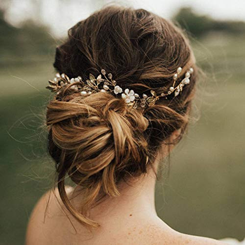 Unicra Bride Wedding Flower Hair Vine Bridal Leaf Headband Pearl Hair Accessories for Women and Girls (Silver) Unicra Bride Wedding Flower Hair Vine Bridal Leaf Headband Pearl Hair Accessories for Women and Girls (Silver)